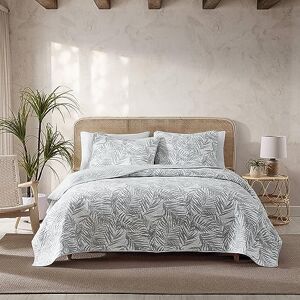 Tommy Bahama Reversible Cotton Bedding with Matching Sham(s), Tropical All Season Home Decor, Palmday Grey, King Tommy Bahama Reversible Cotton Bedding with Matching Sham(s), Tropical All Season Home Decor, Palmday Grey, King