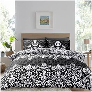 Super Dreamer Jacquard Duvet Cover With Fitted Sheet & Pillowcases, Poly Cotton Complete Bed Set King Size, Floral Quilt Cover, Black Super Dreamer Jacquard Duvet Cover With Fitted Sheet & Pillowcases, Poly Cotton Complete Bed Set King Size, Floral Quilt Cover, Black