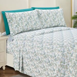 Elegant Comfort Softest and Coziest 6-Piece Bedding Bed Sheet Set 1500 Premium Hotel Quality Microfiber Deep Pocket, Wrinkle Resistant 6-Piece Paisley Pattern Bed Sheets, King, Paisley Teal Elegant Comfort Softest and Coziest 6-Piece Bedding Bed Sheet Set 1500 Premium Hotel Quality Microfiber Deep Pocket, Wrinkle Resistant 6-Piece Paisley Pattern Bed Sheets, King, Paisley Teal