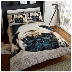 GC GAVENO CAVAILIA 3D Wildlife Duvet Cover Animal Printed Quilt Set Luxury Bedding, Polycotton, Sweet Pug-Multi, King GC GAVENO CAVAILIA 3D Wildlife Duvet Cover Animal Printed Quilt Set Luxury Bedding, Polycotton, Sweet Pug-Multi, King