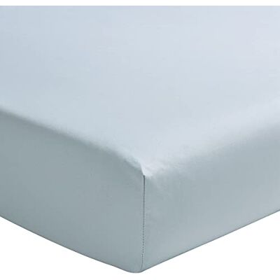 ESSIX Plain Cotton Percale Fitted Sheet, 30 cm Corner, Première, 160 x 220 cm, Ice Blue ESSIX Plain Cotton Percale Fitted Sheet, 30 cm Corner, Première, 160 x 220 cm, Ice Blue