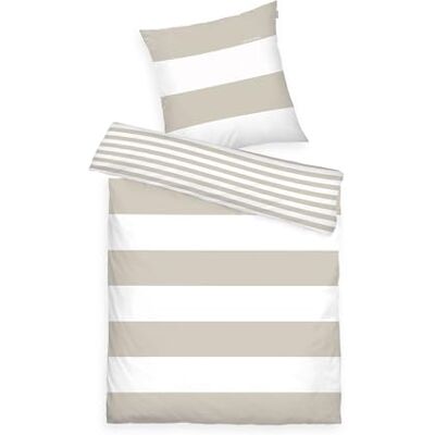 TOM TAILOR Renforce Bed Linen 80 x 80 cm + 135 x 200 cm, 100% Cotton/Renforcé, Reversible Pattern and Branded Zipper, Siena White, Sand TOM TAILOR Renforce Bed Linen 80 x 80 cm + 135 x 200 cm, 100% Cotton/Renforcé, Reversible Pattern and Branded Zipper, Siena White, Sand