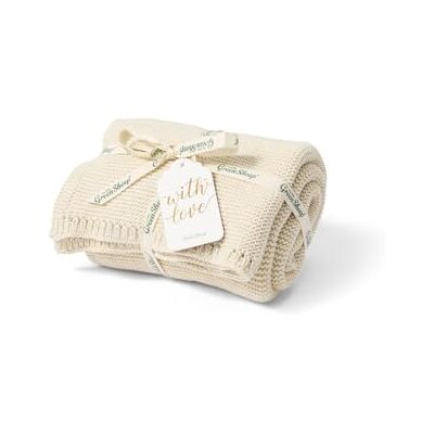 The Little Green Sheep Organic Knitted Cellular Baby Blanket, Lightweight & Breathable 75x75cm Blanket, Linen The Little Green Sheep Organic Knitted Cellular Baby Blanket, Lightweight & Breathable 75x75cm Blanket, Linen