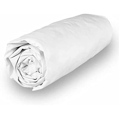 SH0P&CITY Cotton Percale Fitted Sheet - 90x190 cm - White SH0P&CITY Cotton Percale Fitted Sheet - 90x190 cm - White
