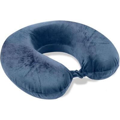 VELVETIO Memory Foam Neck Pillows for Sleeping, Lightweight U Shape Head Support Travel Pillow for Airplane, Soft Removeable Cover Ideal for Car & Office, Blue VELVETIO Memory Foam Neck Pillows for Sleeping, Lightweight U Shape Head Support Travel Pillow for Airplane, Soft Removeable Cover Ideal for Car & Office, Blue
