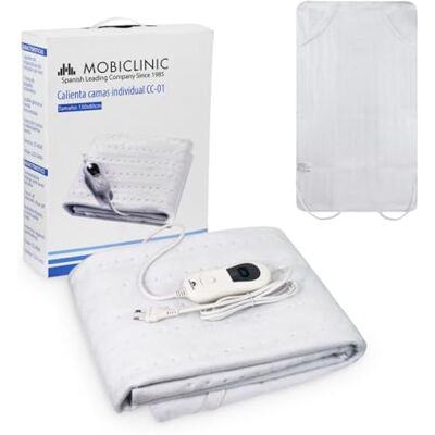 Mobiclinic , Electric Blanket, for Single beds, Very Low Consumption, European Brand, Washable, Temperature Adjustable in 3 Levels, Heat Adjustable, 150 x 80 cm, Colour White Mobiclinic , Electric Blanket, for Single beds, Very Low Consumption, European Brand, Washable, Temperature Adjustable in 3 Levels, Heat Adjustable, 150 x 80 cm, Colour White