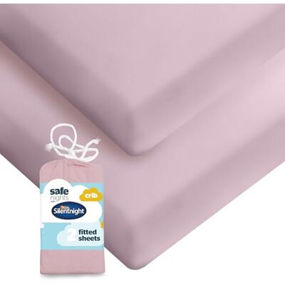 Silentnight Safe Nights Fitted Sheet Crib Mattress Breathable 100% Cotton Jersey – Super Soft Kind to Baby Skin 90x40cm Secure Fit with Elasticated Corners 2 Pack, Pink Silentnight Safe Nights Fitted Sheet Crib Mattress Breathable 100% Cotton Jersey – Super Soft Kind to Baby Skin 90x40cm Secure Fit with Elasticated Corners 2 Pack, Pink