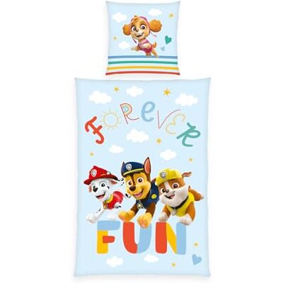 Herding Paw Patrol Bed Linen, Pillowcase Approx. 80 x 80 cm, Duvet Cover Approx. 135 x 200 cm, with Practical Button Placket, 100% Cotton Herding Paw Patrol Bed Linen, Pillowcase Approx. 80 x 80 cm, Duvet Cover Approx. 135 x 200 cm, with Practical Button Placket, 100% Cotton