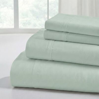 Modern Threads Soft Microfiber Solid Sheets Luxurious Microfiber Bed Sheets Includes Flat Sheet, Fitted Sheet with Deep Pockets, & Pillowcases Seafoam Queen Modern Threads Soft Microfiber Solid Sheets Luxurious Microfiber Bed Sheets Includes Flat Sheet, Fitted Sheet with Deep Pockets, & Pillowcases Seafoam Queen