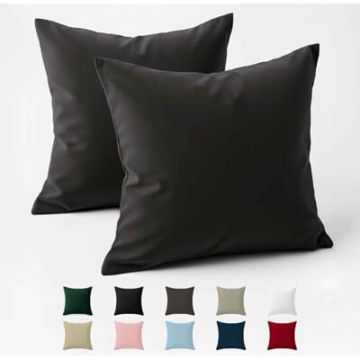Dreamzie 60x60 Cotton Reinforced Pillowcases - Anthracite - Set of 2 Dreamzie 60x60 Cotton Reinforced Pillowcases - Anthracite - Set of 2