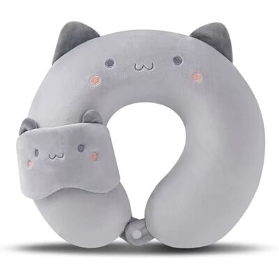 Rthynti Cute Animal Airplane pillow, Memory Foam Neck Support Pillows, Travel Pillow Kids Travel Pillow Cute Cartoon Plane Pillow for Travel Soft Memory Foam Neck Pillow(Grey Cat) Rthynti Cute Animal Airplane pillow, Memory Foam Neck Support Pillows, Travel Pillow Kids Travel Pillow Cute Cartoon Plane Pillow for Travel Soft Memory Foam Neck Pillow(Grey Cat)