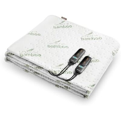 Duux Snooze Bamboo Electric Heated Under Blanket, Separate Heat Zones, Elastic Skirt, Timer, Machine Washable, King Duux Snooze Bamboo Electric Heated Under Blanket, Separate Heat Zones, Elastic Skirt, Timer, Machine Washable, King