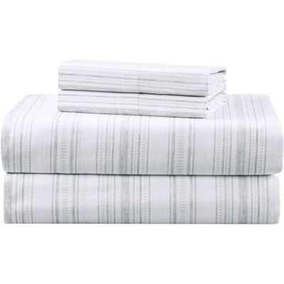Comfort Spaces 100% Cotton Sheets Full, Breathable, Naturally Cool Cotton Sheets, Soft Cotton Bed Sheets with 14" Elastic Pocket Fits up to 16" Mattress, All Seasons Sheet Set, Good Vibes Grey 4 Piece Comfort Spaces 100% Cotton Sheets Full, Breathable, Naturally Cool Cotton Sheets, Soft Cotton Bed Sheets with 14" Elastic Pocket Fits up to 16" Mattress, All Seasons Sheet Set, Good Vibes Grey 4 Piece