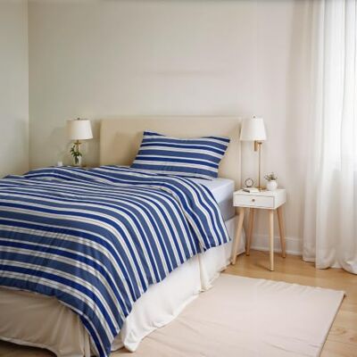 Datex Single Blue Striped Duvet Cover Set - Bedding Set Datex Single Blue Striped Duvet Cover Set - Bedding Set