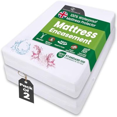 GC GAVENO CAVAILIA 2 Pack Mattress Encasement Small Double 30cm Deep Waterproof Mattress Protector Anti-Allergy Zipped Mattress Cover Bed Bug Dust Mite Proof Small Double Mattress Protector GC GAVENO CAVAILIA 2 Pack Mattress Encasement Small Double 30cm Deep Waterproof Mattress Protector Anti-Allergy Zipped Mattress Cover Bed Bug Dust Mite Proof Small Double Mattress Protector