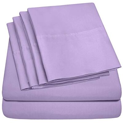 Sweet Home Collection King Size Bed Sheets 6 Piece 1500 Supreme Collection Fine Brushed Microfiber Deep Pocket King Sheet Set Bedding 2 Extra Pillow Cases, Great Value, King, Lavender Sweet Home Collection King Size Bed Sheets 6 Piece 1500 Supreme Collection Fine Brushed Microfiber Deep Pocket King Sheet Set Bedding 2 Extra Pillow Cases, Great Value, King, Lavender