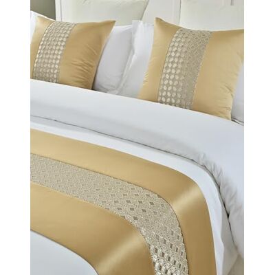 Guest Ruyunlai Bed Runner Champagne Gold 210 x 50cm for 1.5m Bed 1pc Including 1 Matching Cushion Cover Hotel Grade no Fading Soft Scarf Bedroom Guesthouse Bedding Protection Guest Ruyunlai Bed Runner Champagne Gold 210 x 50cm for 1.5m Bed 1pc Including 1 Matching Cushion Cover Hotel Grade no Fading Soft Scarf Bedroom Guesthouse Bedding Protection