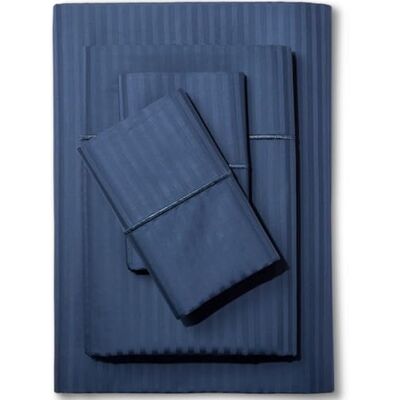 FEATHER & STITCH NEW YORK Feather & Stitch 500 TC King Size Damask Bed Sheet Set, 100% Soft Cotton Breathable Bedsheets, 18" Deep Pockets Sateen Weave Striped Bedding Mattress Resort Hotel Luxury Décor (Dark Blue, King) FEATHER & STITCH NEW YORK Feather & Stitch 500 TC King Size Damask Bed Sheet Set, 100% Soft Cotton Breathable Bedsheets, 18" Deep Pockets Sateen Weave Striped Bedding Mattress Resort Hotel Luxury Décor (Dark Blue, King)