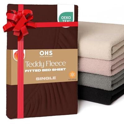 Brentfords Teddy Fleece Single Bed Sheets, Single Fitted Sheet Teddy Fleece Fade Resistant Fluffy Bedding Fitted Sheet Single Bed, Chocolate Brown Brentfords Teddy Fleece Single Bed Sheets, Single Fitted Sheet Teddy Fleece Fade Resistant Fluffy Bedding Fitted Sheet Single Bed, Chocolate Brown