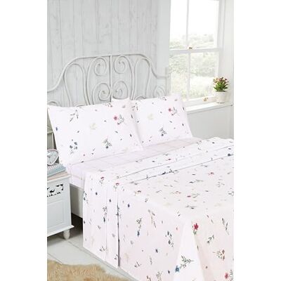 Rapport Home Flannelette Single Sheet Set Meadow Floral Brushed Cotton 3 Piece Bed Sheet Set, White Rapport Home Flannelette Single Sheet Set Meadow Floral Brushed Cotton 3 Piece Bed Sheet Set, White