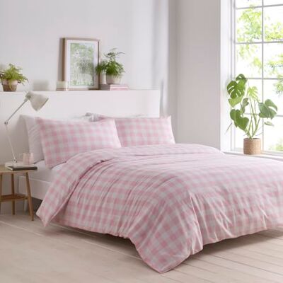 Pink Gingham Double Duvet Cover Set - Bedding & Quilt Pink Gingham Double Duvet Cover Set - Bedding & Quilt