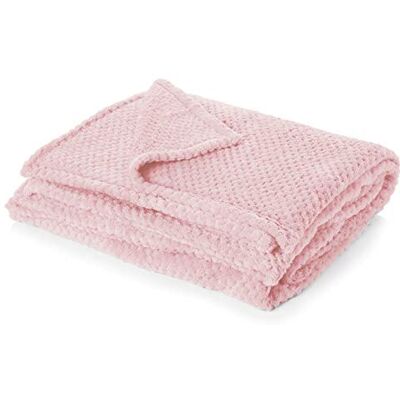 Dreamscene Throws for Sofas Fleece Blanket, Soft Cosy Warm Honeycomb Waffle Throw Blanket for Bed Settee Single Bed Throw Fluffy Faux Fur Throws, Blush Pink 125 x 150cm Dreamscene Throws for Sofas Fleece Blanket, Soft Cosy Warm Honeycomb Waffle Throw Blanket for Bed Settee Single Bed Throw Fluffy Faux Fur Throws, Blush Pink 125 x 150cm