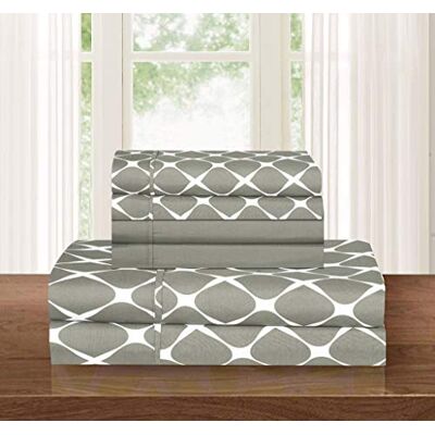Elegant Comfort Luxury Softest and Coziest 6-Piece Bed Sheet Set, Wrinkle Resistant Milano Trellis Pattern 1500 Thread Count Egyptian Quality Coziest Bedding Set, Queen, Grey Elegant Comfort Luxury Softest and Coziest 6-Piece Bed Sheet Set, Wrinkle Resistant Milano Trellis Pattern 1500 Thread Count Egyptian Quality Coziest Bedding Set, Queen, Grey