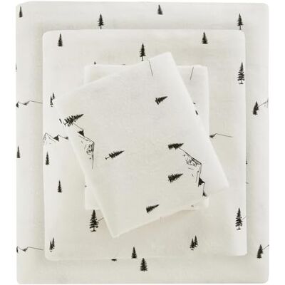 Woolrich John Rich & Bros. WOOLRICH Sheet Warm & Breathable Cotton Flannel Bedding Bed Sheets, All Elastic Pocket Sheet Set Fits Up to 14'' Mattress, All Season, Lightweight, Soft Cotton Sheets, Queen Black Pine Trees 4 Piece Woolrich John Rich & Bros. WOOLRICH Sheet Warm & Breathable Cotton Flannel Bedding Bed Sheets, All Elastic Pocket Sheet Set Fits Up to 14'' Mattress, All Season, Lightweight, Soft Cotton Sheets, Queen Black Pine Trees 4 Piece