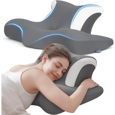COSYLAND Orthopedic Memory Foam Pillow for Neck and Shoulder Pain Ergonomic Side Sleeper Pillow Cervical Support Pillow for Back, Stomach or Side Sleeping with Removable Cover (Dark Grey) COSYLAND Orthopedic Memory Foam Pillow for Neck and Shoulder Pain Ergonomic Side Sleeper Pillow Cervical Support Pillow for Back, Stomach or Side Sleeping with Removable Cover (Dark Grey)