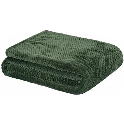 Dreamscene Fleece Blanket Green Throw, Soft Cosy Warm Honeycomb Waffle Throws for Sofas Bed Settee Faux Fur Throws Lightweight Fluffy Single Bed Throw, Forest Green 125 x 150cm Dreamscene Fleece Blanket Green Throw, Soft Cosy Warm Honeycomb Waffle Throws for Sofas Bed Settee Faux Fur Throws Lightweight Fluffy Single Bed Throw, Forest Green 125 x 150cm