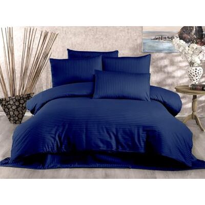 Nuit Des Rêves Luxurious Double Quilt Cover Set (200 x 200 cm), Dark Blue, 80% Cotton/20% Polyester, Includes 2 Pillowcases (80 x 80 cm), Machine Washable at 30°C, 229 TC Nuit Des Rêves Luxurious Double Quilt Cover Set (200 x 200 cm), Dark Blue, 80% Cotton/20% Polyester, Includes 2 Pillowcases (80 x 80 cm), Machine Washable at 30°C, 229 TC