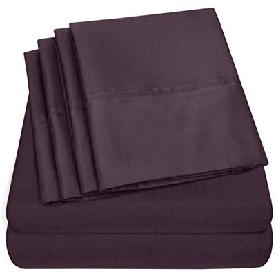 Sweet Home Collection Full Size Bed Sheets 6 Piece 1500 Supreme Collection Fine Brushed Microfiber Deep Pocket Full Sheet Set Bedding 2 Extra Pillow Cases, Purple Sweet Home Collection Full Size Bed Sheets 6 Piece 1500 Supreme Collection Fine Brushed Microfiber Deep Pocket Full Sheet Set Bedding 2 Extra Pillow Cases, Purple
