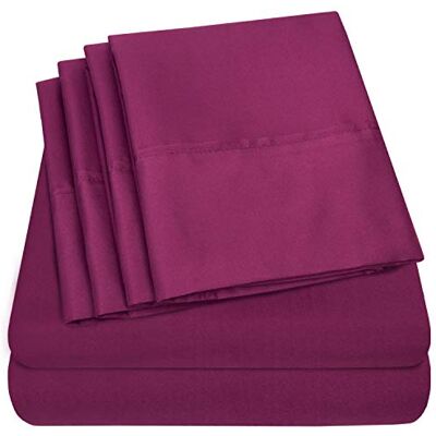Sweet Home Collection 6 Piece Bed Sheets 1500 Thread Count Fine Microfiber Deep Pocket Set-Extra Pillow Cases, Value, King, Berry Sweet Home Collection 6 Piece Bed Sheets 1500 Thread Count Fine Microfiber Deep Pocket Set-Extra Pillow Cases, Value, King, Berry