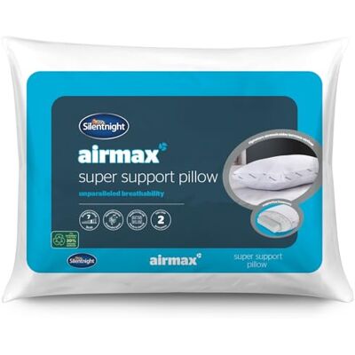 Silentnight Pack of 4 Airmax Super Support Pillows Soft 4 Pack Bed Pillow with Foam Core and Breathable Air Mesh Side For A Cool Nights Sleep Silentnight Pack of 4 Airmax Super Support Pillows Soft 4 Pack Bed Pillow with Foam Core and Breathable Air Mesh Side For A Cool Nights Sleep