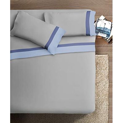Ipersan Double Bed Sheet Set, 100% Cotton, 1 Flat Sheet 260 x 290 cm + 1 Fitted Sheet 180 x 200 cm + 2 Pillowcases 83 x 52 cm, with Double Satin Frill, Made in Europe Ipersan Double Bed Sheet Set, 100% Cotton, 1 Flat Sheet 260 x 290 cm + 1 Fitted Sheet 180 x 200 cm + 2 Pillowcases 83 x 52 cm, with Double Satin Frill, Made in Europe