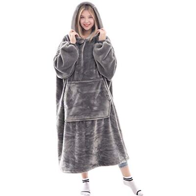 Waitu Wearable Blanket Sweatshirt for Women and Men, Super Warm and Cozy Big Blanket Hoodie, Thick Flannel Blanket with Sleeves and Giant Pocket Gray Waitu Wearable Blanket Sweatshirt for Women and Men, Super Warm and Cozy Big Blanket Hoodie, Thick Flannel Blanket with Sleeves and Giant Pocket Gray