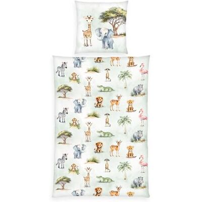 Herding Young Collection Safari Bed Linen, Pillowcase Approx. 80 x 80 cm, Duvet Cover Approx. 135 x 200 cm, with Branded Zip, 100% Cotton/Renforcé Herding Young Collection Safari Bed Linen, Pillowcase Approx. 80 x 80 cm, Duvet Cover Approx. 135 x 200 cm, with Branded Zip, 100% Cotton/Renforcé