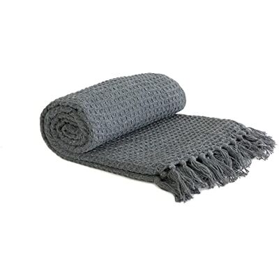 Emma Barclay Honeycomb Recycled Cotton Plain Waffle Textured Chair Sofa Setee Throw Over Blanket in Charcoal Grey 90x100 (228x254cm) Emma Barclay Honeycomb Recycled Cotton Plain Waffle Textured Chair Sofa Setee Throw Over Blanket in Charcoal Grey 90x100 (228x254cm)