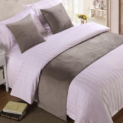 QRGMKL Premium Velvet Bed Runners Bedspread, Soft No Fading Bed Scarf Runner for Bedroom Wedding Room Home Hotel Bedding Decorations-Light Gray 2 Pillowcases(45X45cm) QRGMKL Premium Velvet Bed Runners Bedspread, Soft No Fading Bed Scarf Runner for Bedroom Wedding Room Home Hotel Bedding Decorations-Light Gray 2 Pillowcases(45X45cm)