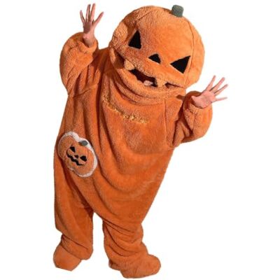 MLOEVF Halloween Pumpkin Onesie Pajamas, Wearable Pumpkin Plush Hooded Blanket Onesie Pajamas Cozy Loungewear Halloween Cosplay Costume MLOEVF Halloween Pumpkin Onesie Pajamas, Wearable Pumpkin Plush Hooded Blanket Onesie Pajamas Cozy Loungewear Halloween Cosplay Costume