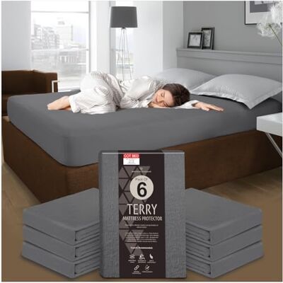 GC GAVENO CAVAILIA Pack Of 6 Terry Mattress Protector Fitted Sheet Easy Care Cot Bed Anti Allergic & Non Noisy Mattress Cover Waterproof Mattress Protectors (70 x 140cm) Charcoal GC GAVENO CAVAILIA Pack Of 6 Terry Mattress Protector Fitted Sheet Easy Care Cot Bed Anti Allergic & Non Noisy Mattress Cover Waterproof Mattress Protectors (70 x 140cm) Charcoal