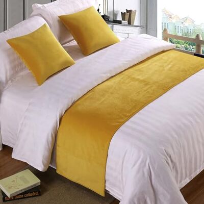 QRGMKL Premium Velvet Bed Runners Bedspread, Soft No Fading Bed Scarf Runner for Bedroom Wedding Room Home Hotel Bedding Decorations-Yellow 2 Pillowcases(45X45cm) QRGMKL Premium Velvet Bed Runners Bedspread, Soft No Fading Bed Scarf Runner for Bedroom Wedding Room Home Hotel Bedding Decorations-Yellow 2 Pillowcases(45X45cm)