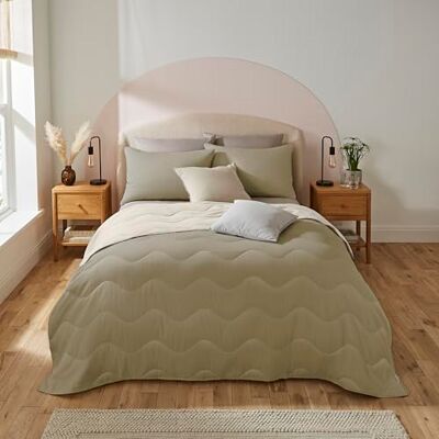 Silentnight Summer Breeze Coverless 4.5 Tog Duvet, Sage & Cream, Single Silentnight Summer Breeze Coverless 4.5 Tog Duvet, Sage & Cream, Single
