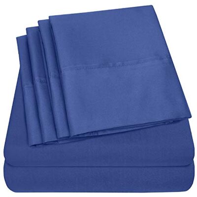 Sweet Home Collection Full Size Bed Sheets 6 Piece 1500 Supreme Collection Fine Brushed Microfiber Deep Pocket Full Sheet Set Bedding 2 Extra Pillow Cases, Great Value, Full, Royal Blue Sweet Home Collection Full Size Bed Sheets 6 Piece 1500 Supreme Collection Fine Brushed Microfiber Deep Pocket Full Sheet Set Bedding 2 Extra Pillow Cases, Great Value, Full, Royal Blue