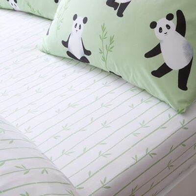 Catherine Lansfield - Panda Paws Easy Care Bed Linen - Green - Fitted Sheet Catherine Lansfield - Panda Paws Easy Care Bed Linen - Green - Fitted Sheet