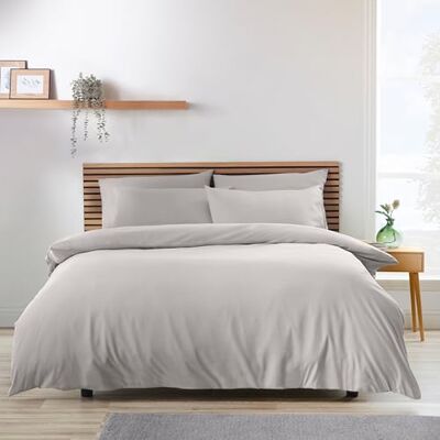 Catherine Lansfield So Soft Non-Iron King Duvet Cover Set with Pillowcases Grey Catherine Lansfield So Soft Non-Iron King Duvet Cover Set with Pillowcases Grey