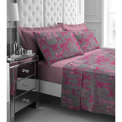 GC GAVENO CAVAILIA Double Bed Sheet Set 4Piece Printed Bedding Set (Fitted Sheet, Flat Sheet & 2 Pillow Cases) Warm Thermal Fluffy Bedding Soft Polyester Fleece Bedding Sheet Set, Grey/Pink GC GAVENO CAVAILIA Double Bed Sheet Set 4Piece Printed Bedding Set (Fitted Sheet, Flat Sheet & 2 Pillow Cases) Warm Thermal Fluffy Bedding Soft Polyester Fleece Bedding Sheet Set, Grey/Pink