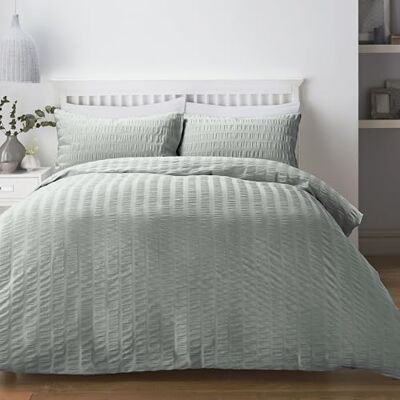 Serene Honley Seersucker Duvet Cover Bedding Set Duck Egg Serene Honley Seersucker Duvet Cover Bedding Set Duck Egg
