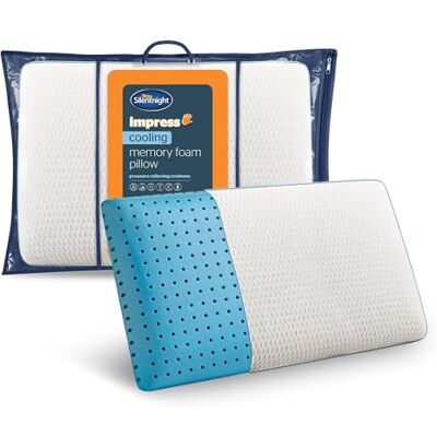 Silentnight Impress Cooling Memory Foam Pillow Comfortable Pressure Relief Breathable Temperature Regulation Infused with Cooling Gel Foam Hypoallergenic and Machine Washable Removable Cover Silentnight Impress Cooling Memory Foam Pillow Comfortable Pressure Relief Breathable Temperature Regulation Infused with Cooling Gel Foam Hypoallergenic and Machine Washable Removable Cover