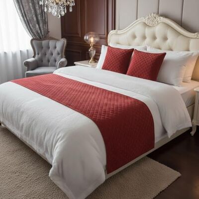 Makooz Quilted Velvet Bed Runner for 1.35m Double Bed 1Pc Matching Cushion Covers Sold Separately Hotel Grade No Fading Soft Bed Scarf Bedroom Guesthouse Bedding Protection 63x225cm Maroon Makooz Quilted Velvet Bed Runner for 1.35m Double Bed 1Pc Matching Cushion Covers Sold Separately Hotel Grade No Fading Soft Bed Scarf Bedroom Guesthouse Bedding Protection 63x225cm Maroon